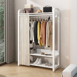 White Metal Freestanding Shelves Organizer Coat Rack Image - 3