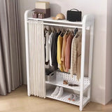 White Metal Freestanding Shelves Organizer Coat Rack Image - 4