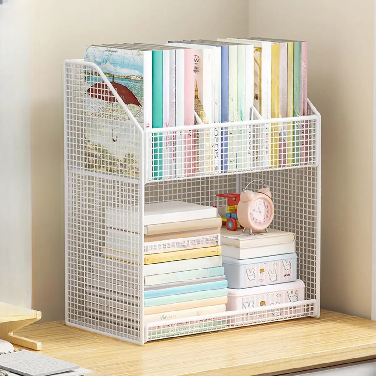 White Metal Mesh Three-Tier Shelves Utility Cart Image - 12