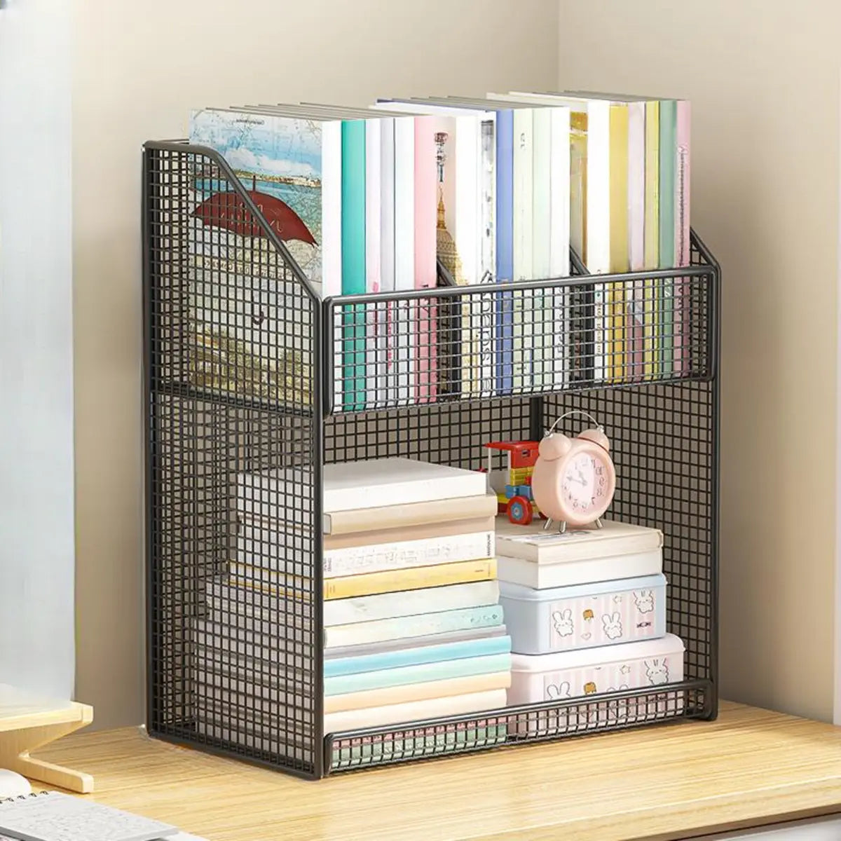 White Metal Mesh Three-Tier Shelves Utility Cart Image - 14