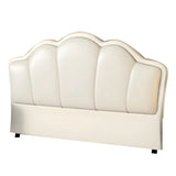 White Microfiber Leather Camelback Upholstered Headboard Image - 5