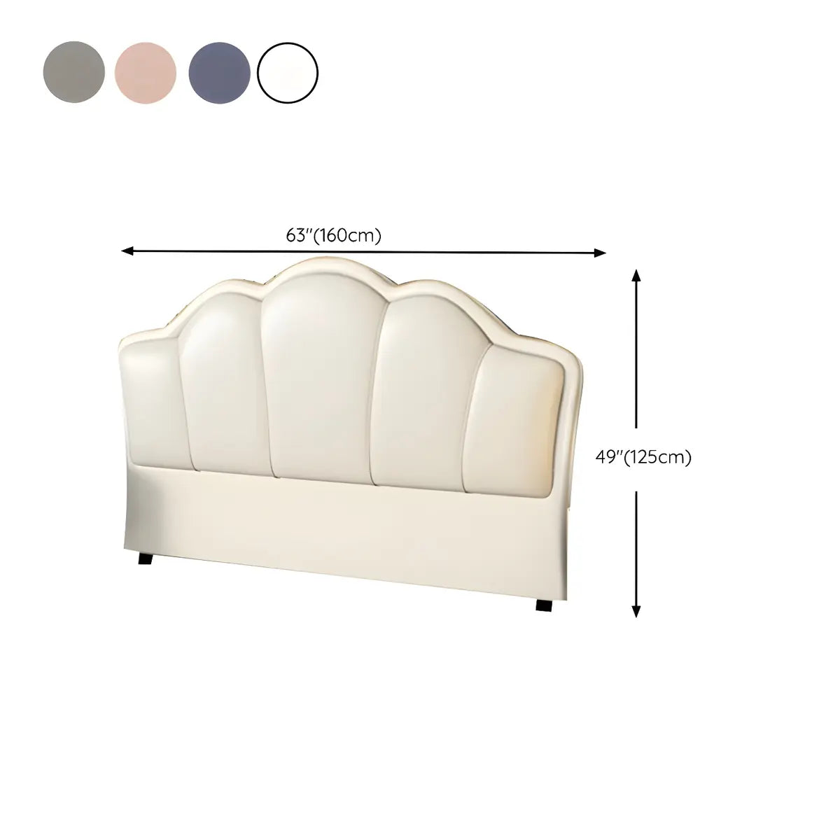 White Microfiber Leather Camelback Upholstered Headboard 