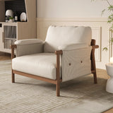 White Microfiber Leather Removable Cushions Arm Chair Image - 1