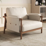 White Microfiber Leather Removable Cushions Arm Chair Image - 4