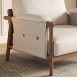 White Microfiber Leather Removable Cushions Arm Chair Image - 6