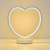 White Minimalism Circular LED Metal Frame Table Lamp Image - 3