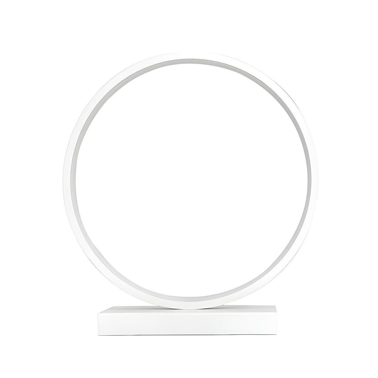 White Minimalism Circular LED Metal Frame Table Lamp Image - 7