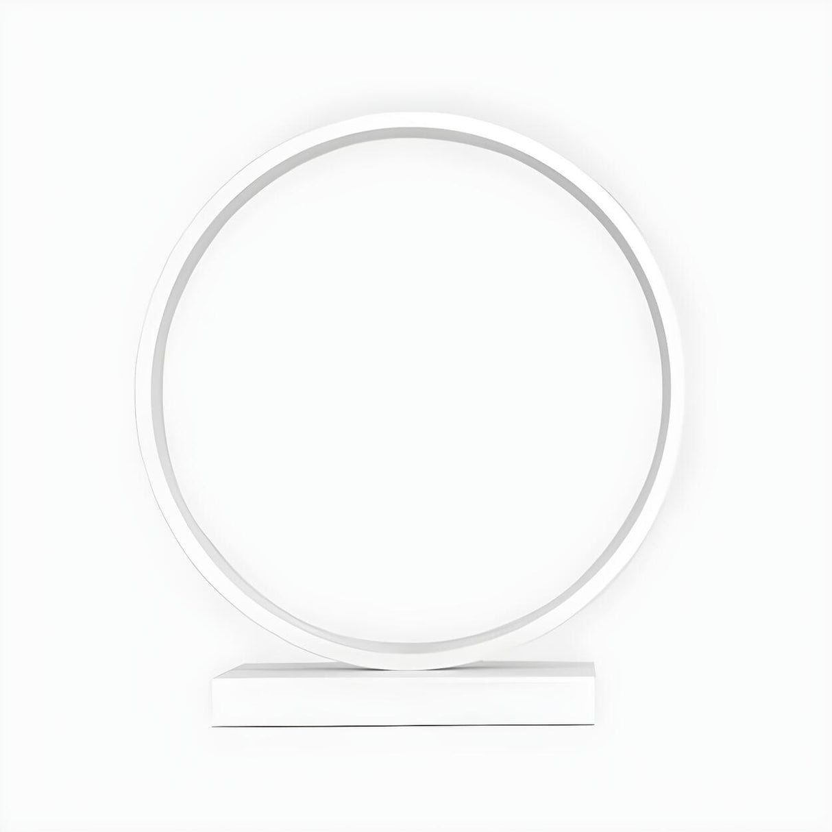 White Minimalism Circular LED Metal Frame Table Lamp Image - 8