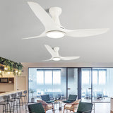 White Minimalist Ceiling Fan with LED Light Fixture Image - 1