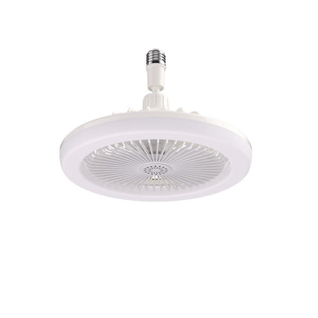 White Minimalist Contemporary Round Ceiling Fan Light Image - 2