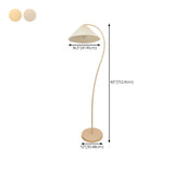 White Minimalist Curved Floor Lamp with Pleated Shade #size