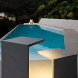 White Minimalist L-Shaped Outdoor Floor Table Lamp Image - 14