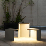 White Minimalist L-Shaped Outdoor Floor Table Lamp Image - 6