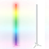 White Minimalist Linear LED Tripod Metal Floor Lamp Image - 6