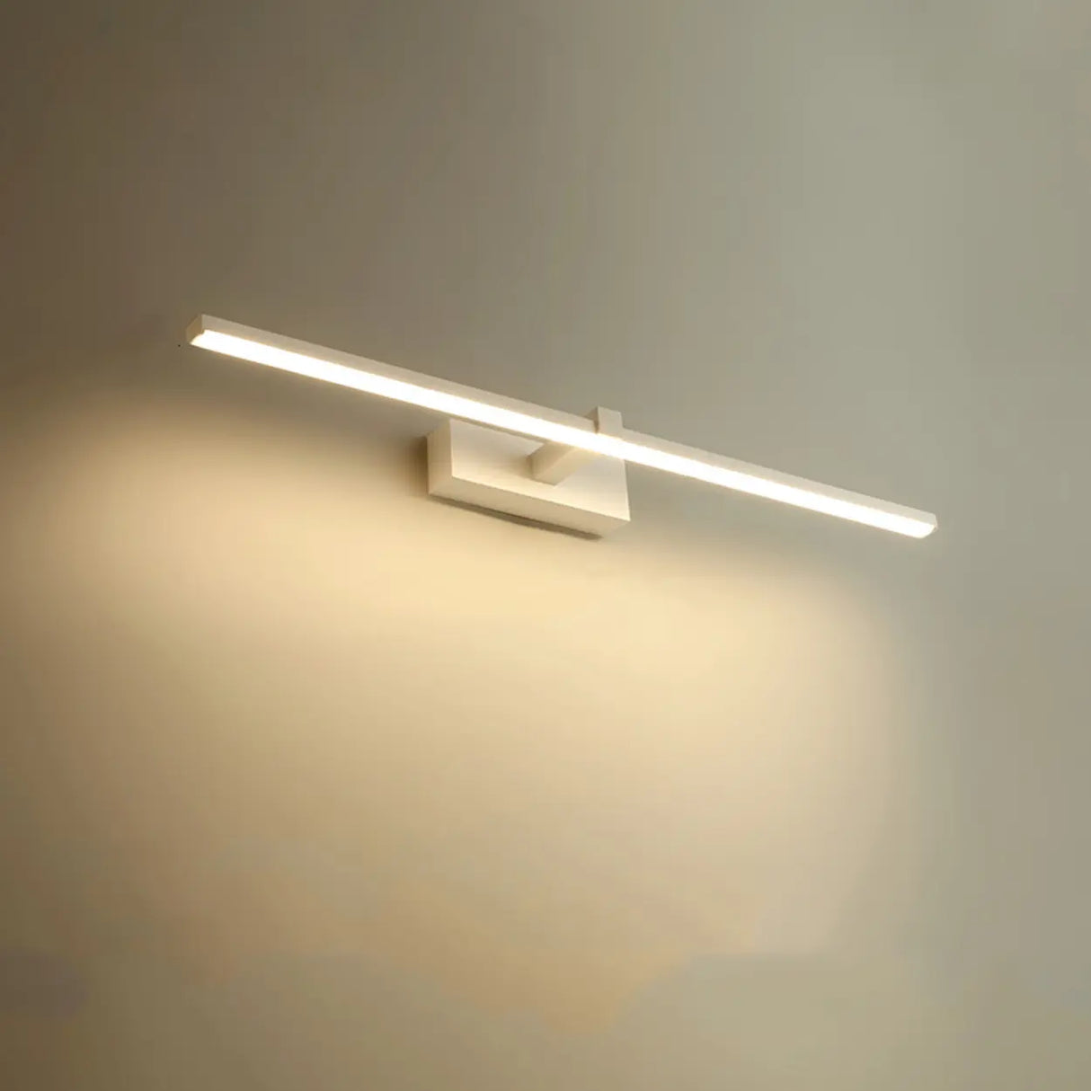 White Minimalist Rectangular LED Vanity Light Fixture Image - 3