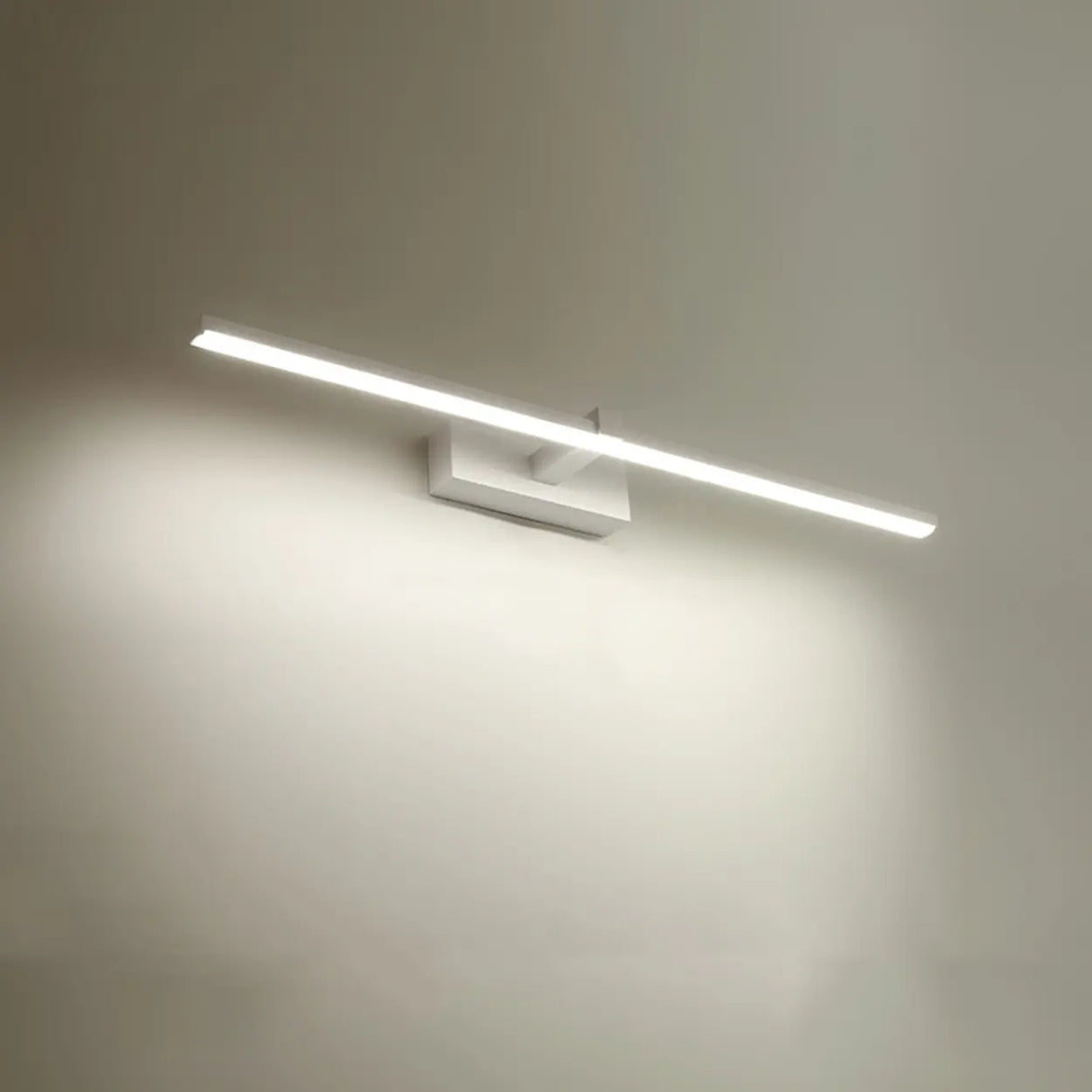 White Minimalist Rectangular LED Vanity Light Fixture Image - 5