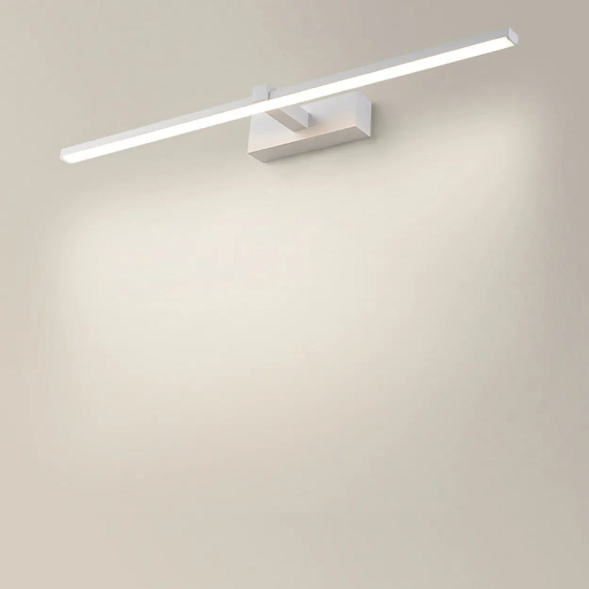 White Minimalist Rectangular LED Vanity Light Fixture Image - 6