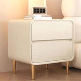 White Minimalist Square Wood Drawer Storage Nightstand Image - 2