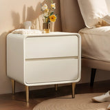 White Minimalist Square Wood Drawer Storage Nightstand Image - 3