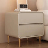 White Minimalist Square Wood Drawer Storage Nightstand Image - 5