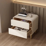 White Minimalist Square Wood Drawer Storage Nightstand Image - 8