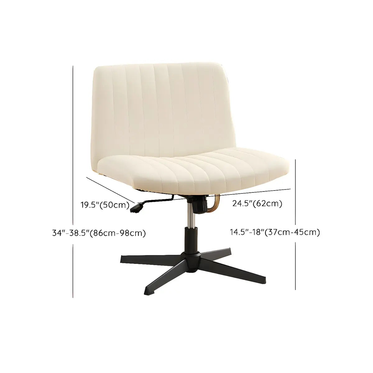 White Modern Armless Swivel Leather Office Chair 