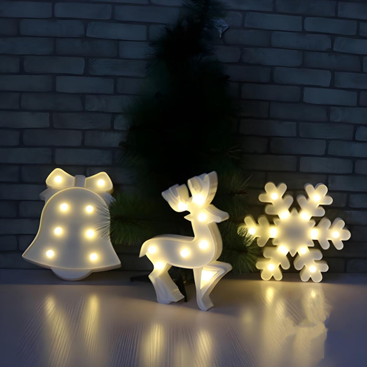 White Modern Battery-Powered Christmas Night Lights Image - 1