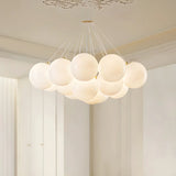 White Modern Chandeliers Cluster Globe Glass Living Room Image - 1