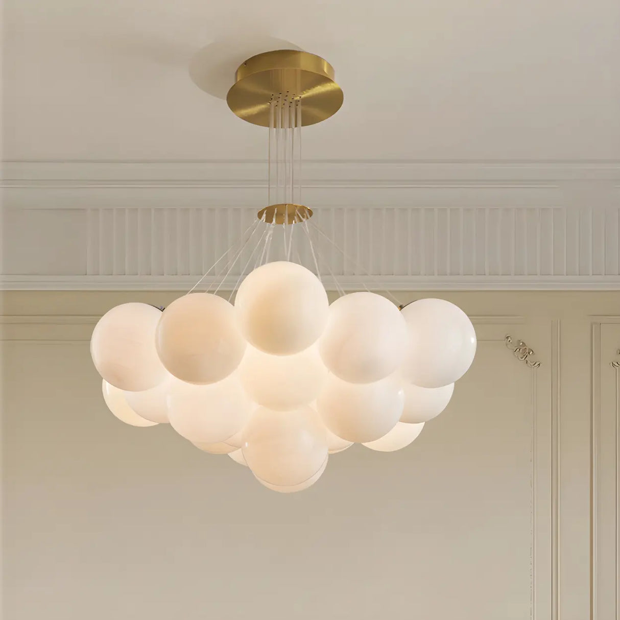 White Modern Chandeliers Cluster Globe Glass Living Room Image - 10