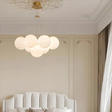 White Modern Chandeliers Cluster Globe Glass Living Room Image - 2