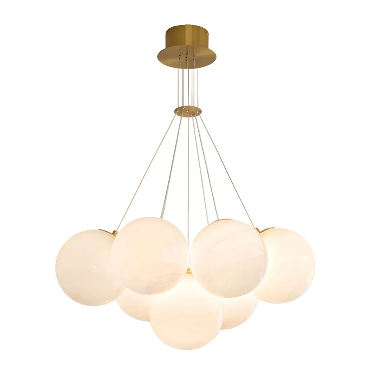 White Modern Chandeliers Cluster Globe Glass Living Room Image - 5