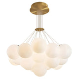 White Modern Chandeliers Cluster Globe Glass Living Room Image - 7