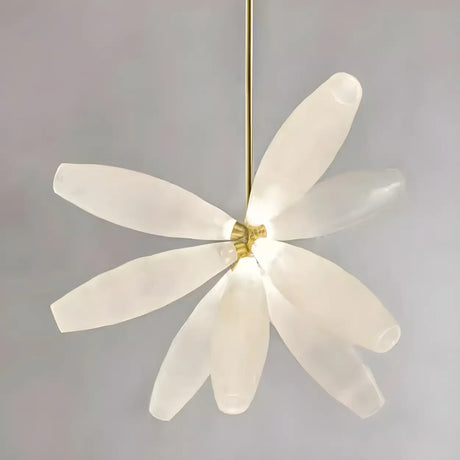 White Modern Chandeliers Leaf Glass Cylinder Pendant Light Image - 2