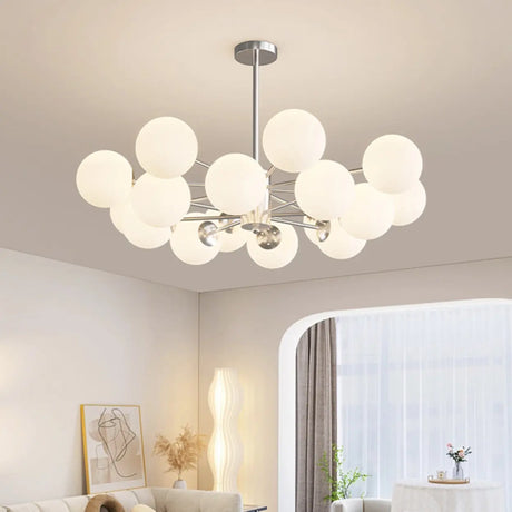 White Modern Chandeliers Tiered Branch Glass Globe Bedroom Image - 1