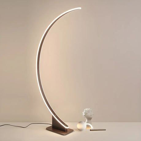 White Modern Curved Metal and Acrylic LED Floor Lamp Image - 1