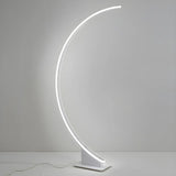 White Modern Curved Metal and Acrylic LED Floor Lamp Image - 4