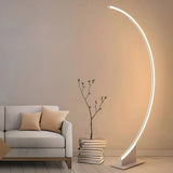 White Modern Curved Metal and Acrylic LED Floor Lamp Image - 6