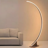 White Modern Curved Metal and Acrylic LED Floor Lamp Image - 7