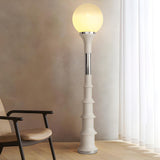 White Modern Geometric Globe Metal LED Floor Lamp Image - 4