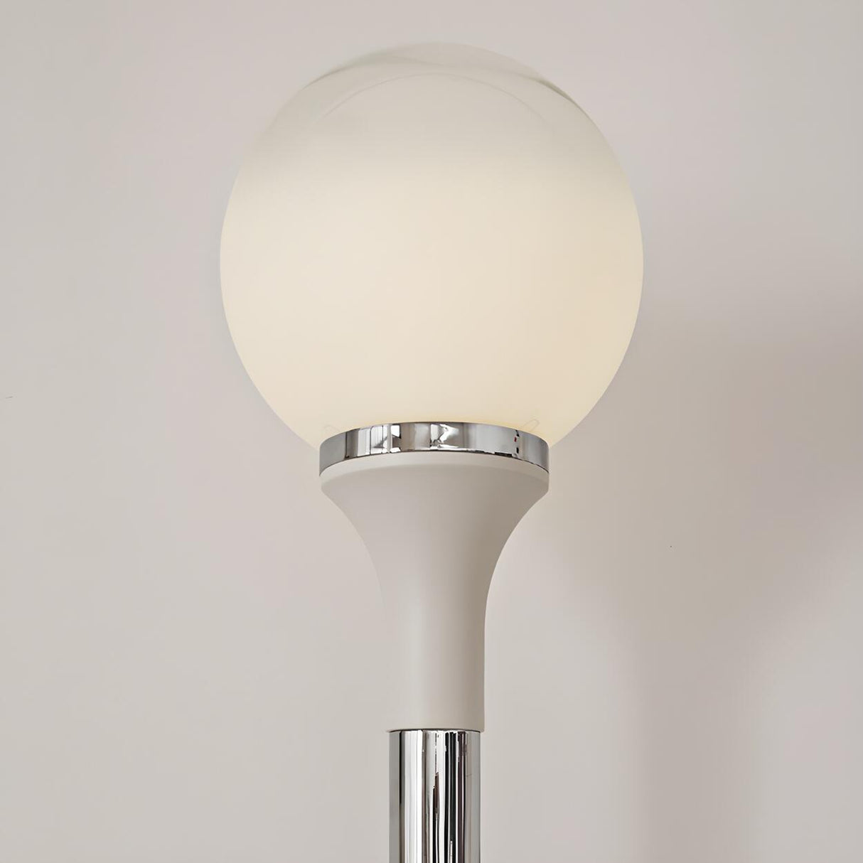 White Modern Geometric Globe Metal LED Floor Lamp Image - 8