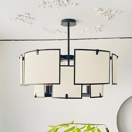 White Modern Geometric Square Chandelier  Image - 1