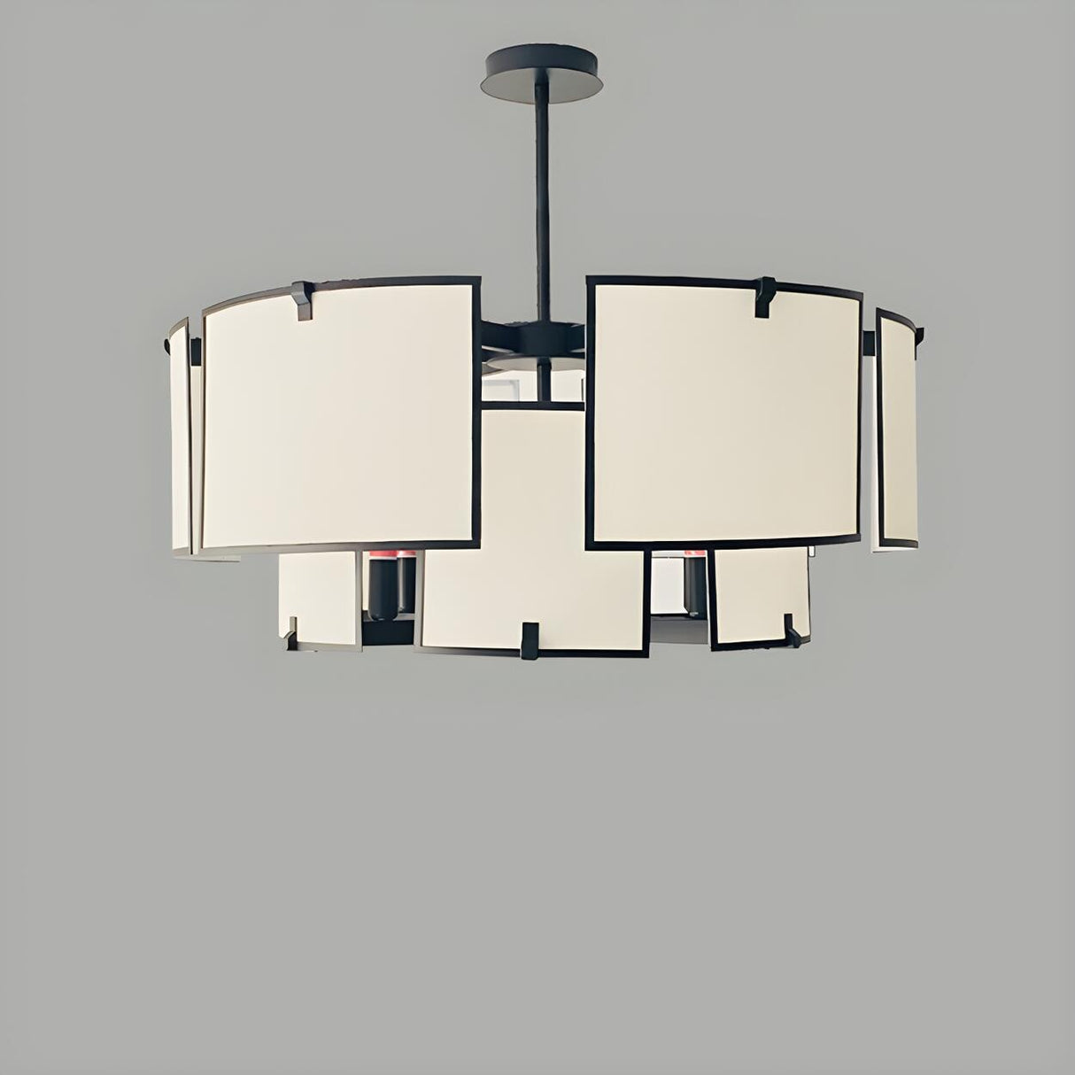 White Modern Geometric Square Chandelier  Image - 13