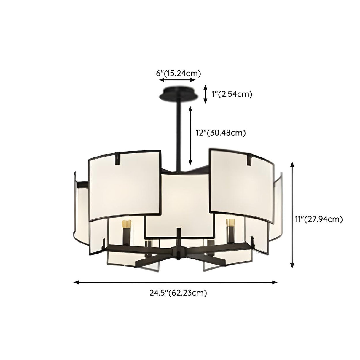 White Modern Geometric Square Chandelier  