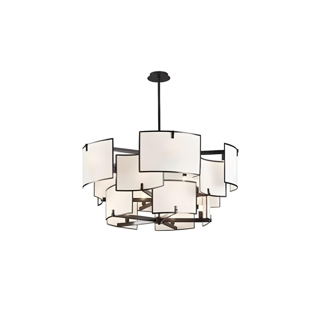 White Modern Geometric Square Chandelier  Image - 2