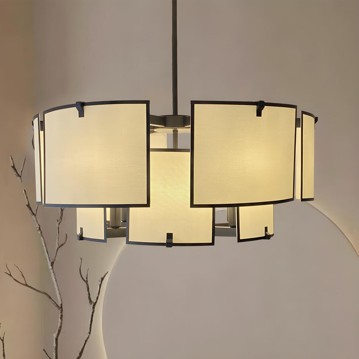 White Modern Geometric Square Chandelier  Image - 4