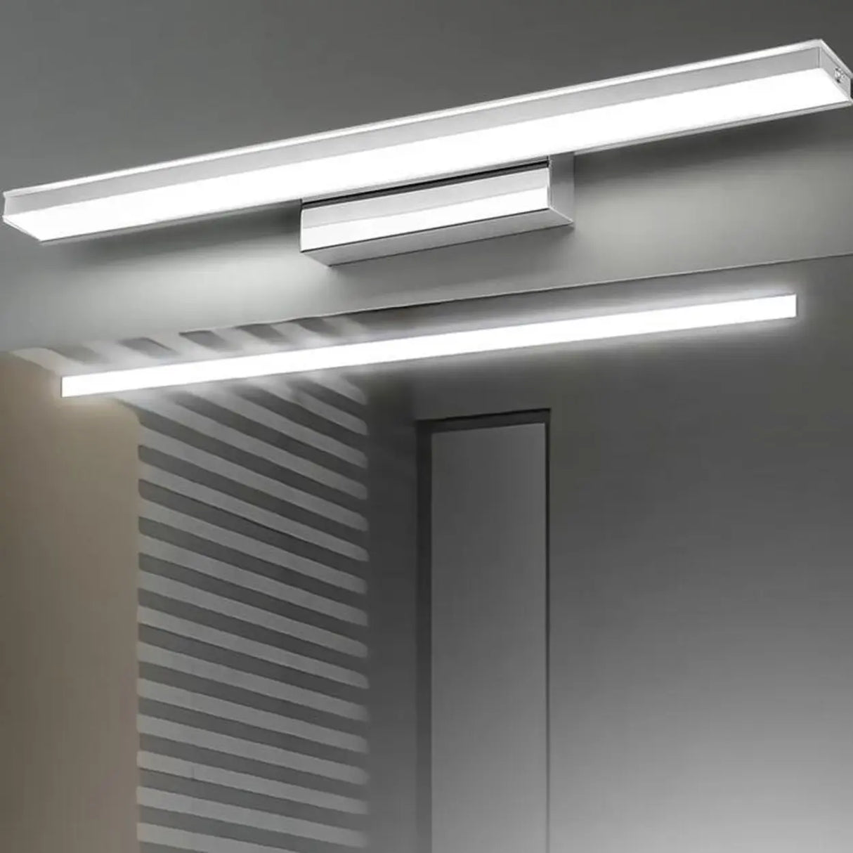 White Modern Linear LED Bathroom Vanity Light Fixture Image - 1