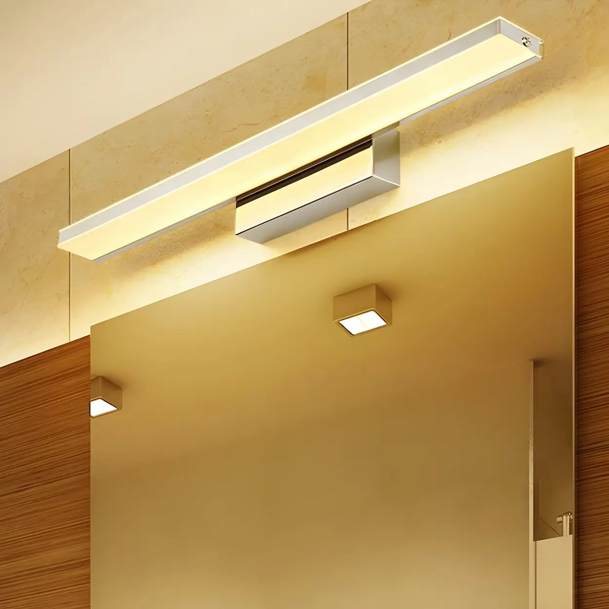 White Modern Linear LED Bathroom Vanity Light Fixture Image - 5