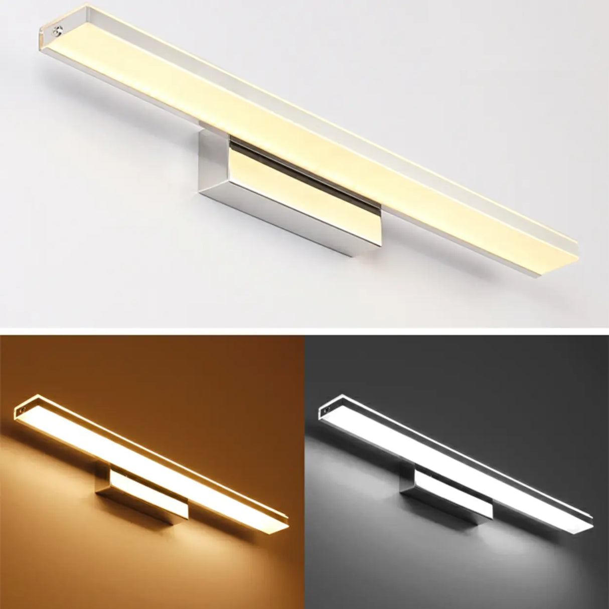 White Modern Linear LED Bathroom Vanity Light Fixture Image - 9