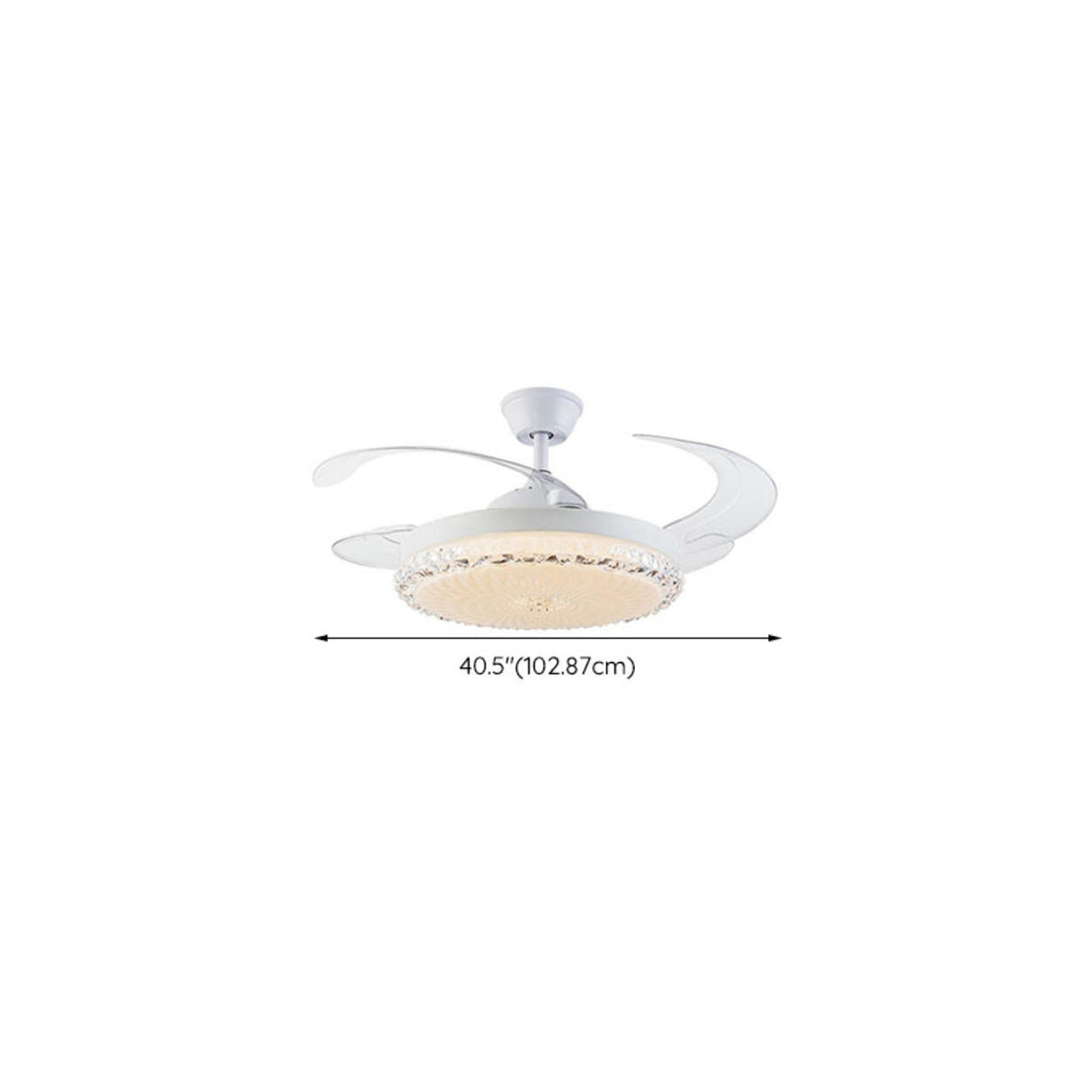  White Modern Minimalist Round 4-Blade Ceiling Fan Light 