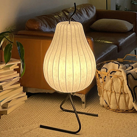 White Modern Pear-Shaped Metal LED Floor Lamp Image - 1